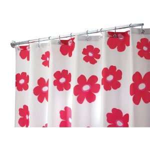 Interdesign Poppy X Long Shower Curtain, Red, 72 Inches X 