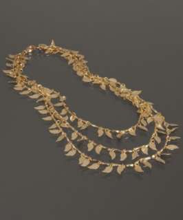 Soixante Neuf gold leaf triple layered necklace   