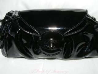 Just Cavalli Black Patent Leather Bracelet Wristlet Bag Pouch Handbag