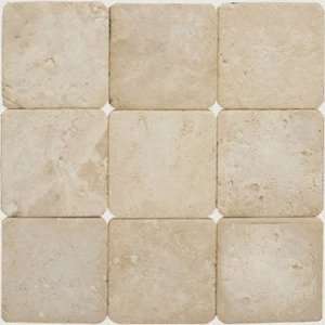   4x4 Durango Cream Travertine Tumbled Marble Tile