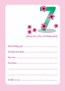 Pack of 10 Childrens Birthday Party Invitations, 7 Years Old Girl 