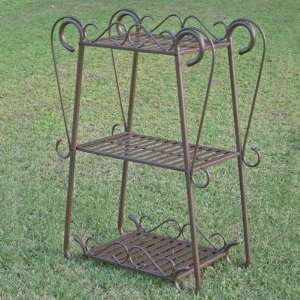    ICI Santa Fe Iron Nailhead 3 Tier Plant Shelf Patio, Lawn & Garden