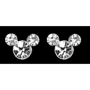   Disney Australian Clear Crystal Mickey Mouse Stud Earrings Jewelry