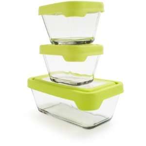   Rectangular Glass Storage Containers, Set of 3