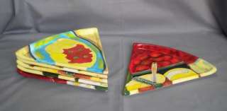 Set of 6 Ceramic HAND PAINTED PIZZA Plates  