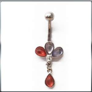   & Red Drops Belly Button Navel Ring Dangle