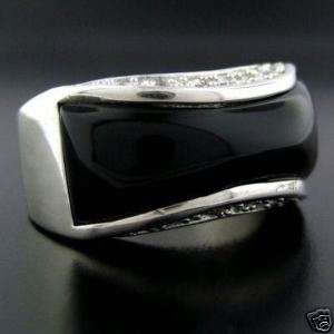 Sterling Silver Ring ONYX Inlay Channel Set Cocktail  