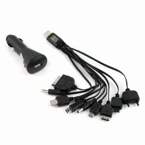 10 In 1 USB Mobile Charger Cable Car Cigarette Adapter for PDA/ Cell 
