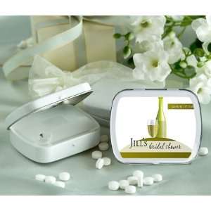  Keepsake White Wine Theme Personalized Glossy White Hinged Mint Box 