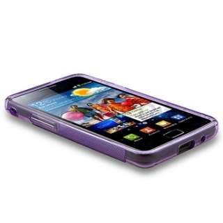   Clear Purple TPU Case+Screen Protector For Samsung Galaxy S2 i9100 SII