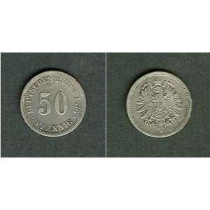 1876 B German Silver 50 Pfennig    Extremely Fine    Hannover Mint