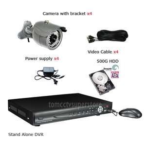 4Ch CCTV standalone DVR w/ IR camera Security DIY kit  