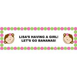  Pink Mod Monkey Baby Personalized Banner Large 30 x 100 
