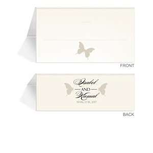  80 Personalized Place Cards   Butterfly Shadow Taupe 