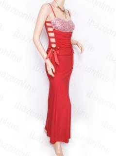 Gorgeous Red Sequins Ribbons Gown Party Prom Evening Maxi Long Dress S 