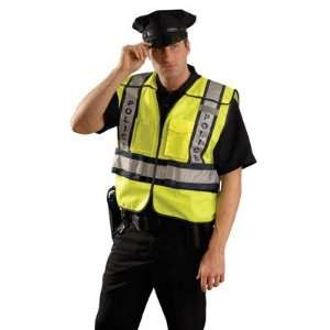 Medium/Large Hi Viz Yellow Tricot ANSI 206 Public Safety Police Vest 