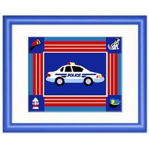   Framed Kids Wall Art w Police Car   Heroes Collection