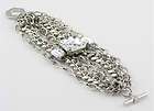 New Ted Rossi NYC Silver Chain Crystal Toggle Bracelet  