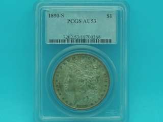 PCGS Certified 1890 S Morgan Silver Dollar $1 Coin AU53  