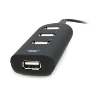  4 Port USB 2.0 Hub, Power Strip Style, Black Electronics