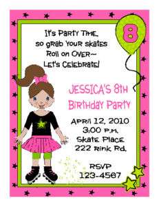 Roller Skating skate Birthday Party Invitations CHOICES  