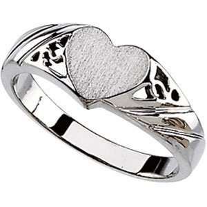  Heart Signet Promise Ring   14k White Gold Jewelry