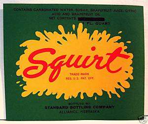 Squirt Soda Bottle Label Standard Bottling Alliance Neb  