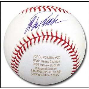  Jorge Posada Autographed Baseball with World Series Champ 