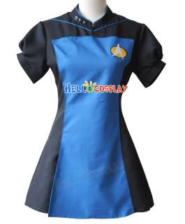 Star Trek TNG Skant Uniform Costume Blue black Shirt Halloween Dress 