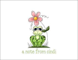 Personalized GIRL FROG FROGGY Note Cards STATIONERY  
