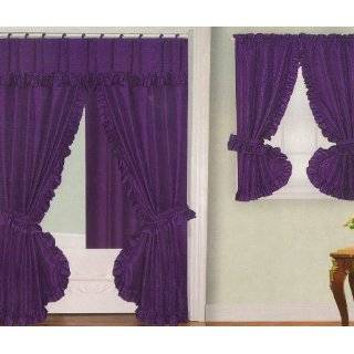 Purple Fabric Double Swag Shower Curtain with Matching Window Curtain 