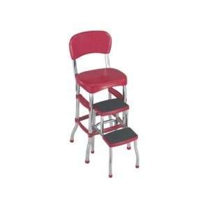  Retro Chair with Step Stool   Red