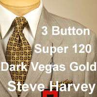 48L Suit STEVE HARVEY SUPER120 Gold Mens Suits H60  