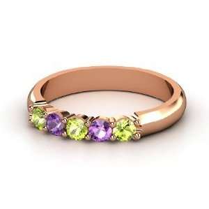   Quintessence Ring, 14K Rose Gold Ring with Peridot & Amethyst Jewelry