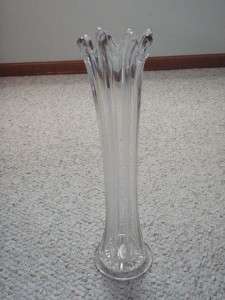 Vintage Clear Glass Vase 14 Tall Flower Floral Art Blown  