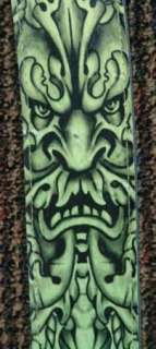 New 2.5 Leather Guitar Strap Tattoo Johnny Green Monster Face Tribal 