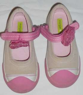 Morgan & Milo Girl Flower Tennis Shoes Pink Tan 7.5 sh  