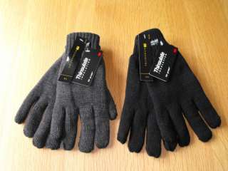 MENS THERMAL THINSULATE LINED 40g KNITTED GLOVES M/L & L/XL GREY OR 