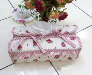 Pretty chic cotton quilted tissue box cover with lovely vintage red 