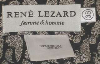 RENE LEZARD Black/Ecru Paisley Silk Pleated Skirt Sz S/38  