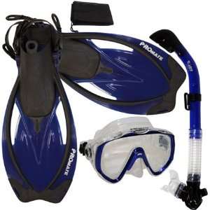  Snorkeling Scuba Dive Mask Dry Snorkel Fins Gear Bag Set 