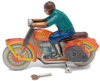 SOVIET RUSSIAN TIN Wind Up Toy Motorcyclist Motorcycle  
