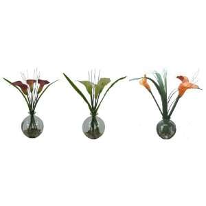  Calla Lily in Glass   8 Pack with 3 Assorted Colors