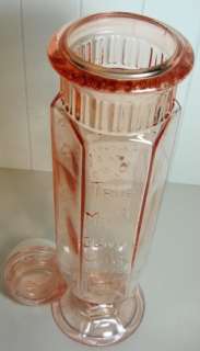 VINTAGE 17 ROSE COLORED APOTHECARY PEDISTAL AUNT JANES CANDY JAR 