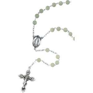   Sterling Silver Minty Green Jade Rosary Necklace   JewelryWeb Jewelry