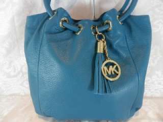 MICHAEL KORS TURQUOISE LEATHER  RING SHOULDER SATCHEL  