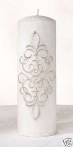 Silver Scroll Palm Wax Pillar Unity Candle Wedding  