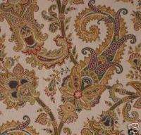 6yds Paisley Gold Jeweltone Brocade Upholstery Fabric  