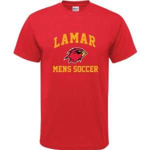   Lamar Cardinals Red Youth Mens Soccer Arch T Shirt