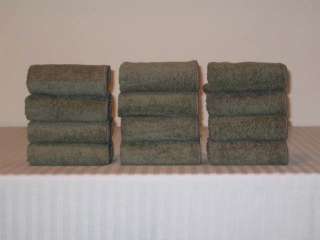 12  100% Cotton Velour Washcloths in Dark Sage  